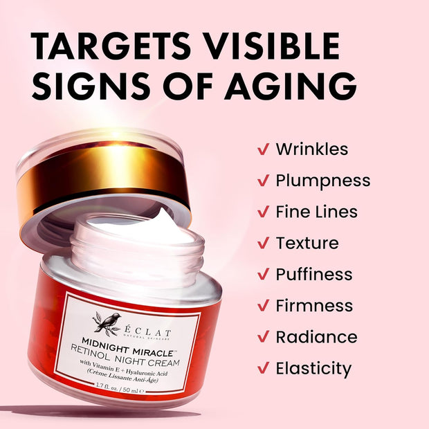 Retinol Night Cream - 2.5% Retinol with 2.5% Hyaluronic Acid - Retinol Face Moisturizer to Boosts Elasticity and Hydration, Firming anti Wrinkle Cream, anti Aging Face Cream, Skin Care Facial Cream