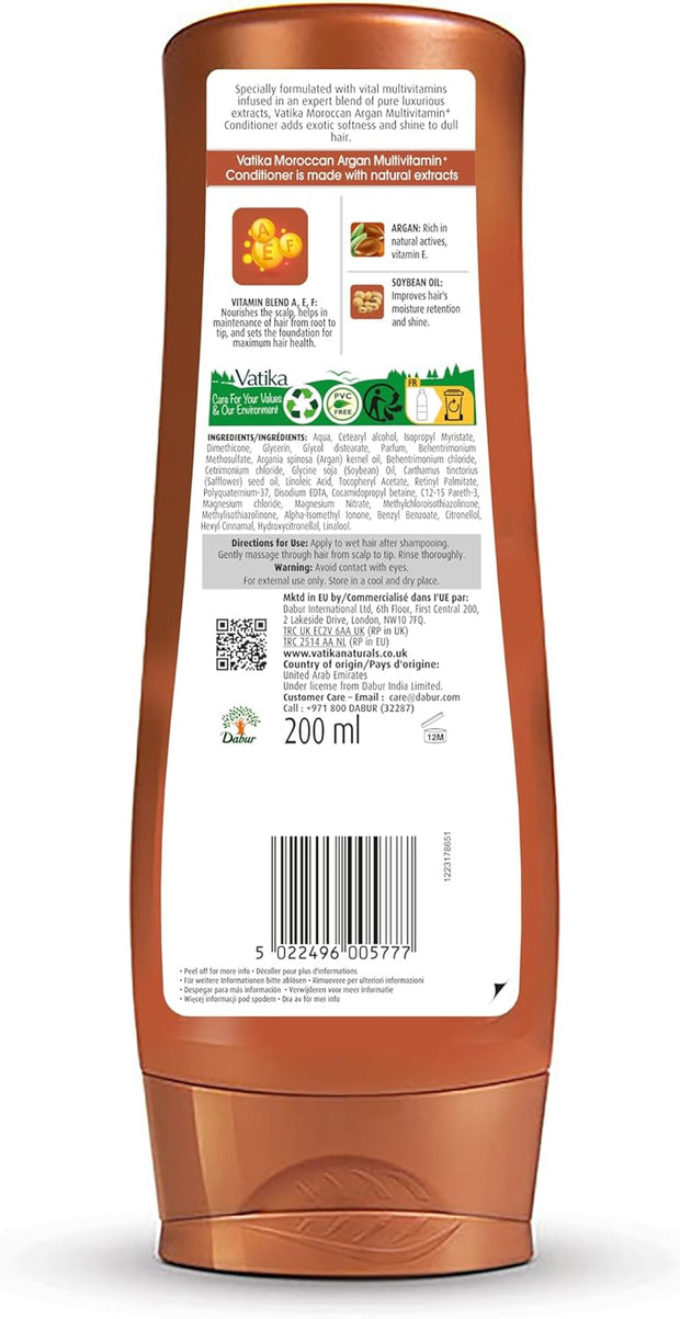 Multivitamin Enriched Argan Conditioner 200Ml | the Goodness of Argan Oil & Soybean Oil | Blended with Vital Multivitamins | for Naturally Soft, Shiny Hair, (Pack of 1)
