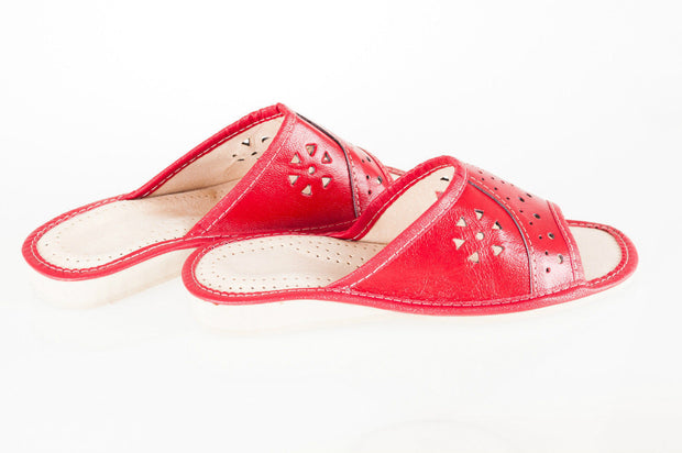 Lady'S Women Flip Flop Leather Slippers Orthopedic Insole Shoes Sandals RED