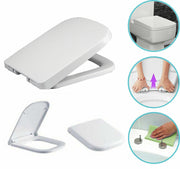 Luxury Square Toilet Seat Heavy Duty White Soft Close Top Quick Release Hinges