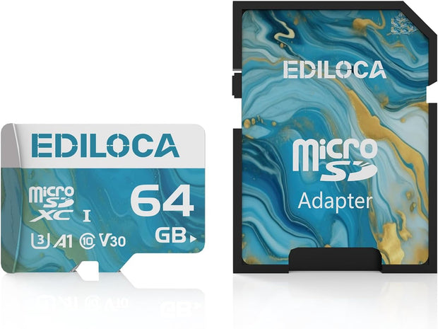 Ediloca 32GB Micro SD Card, Memory Card with SD Adapter, Read Speed up to 90Mb/S, UHS-I TF Card for Full HD Video Recording, Compatible with Smartphone, Dash Cam, Camera and Drones, C10, U1,V10, A1
