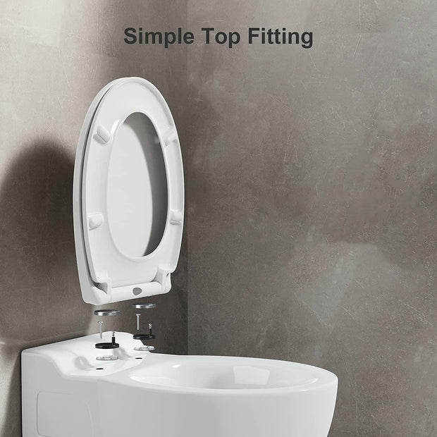 Luxury Square Toilet Seat Heavy Duty White Soft Close Top Quick Release Hinges