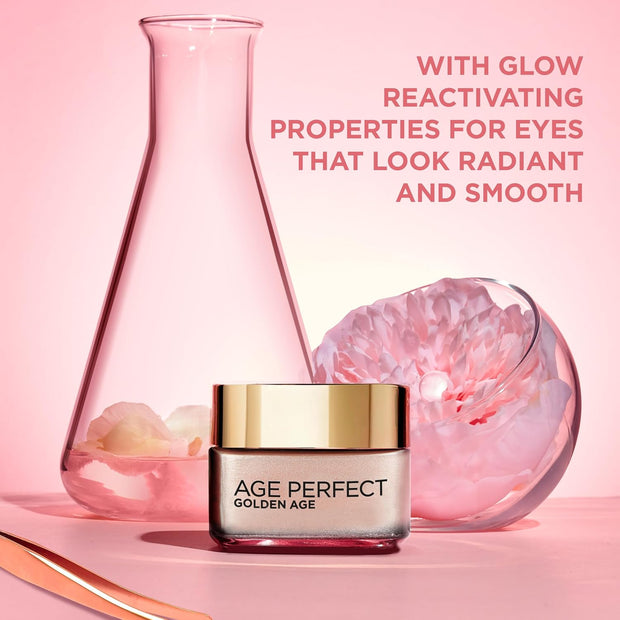 L’Oréal Paris Age Perfect Golden Age Rosy Radiant Eye Cream 50+, Target Dark Circles, Eye Contour Intensely Hydrated, Moisturised and Revitalised, Peony Native Cells, Calcium and Vitamin B3, 15Ml