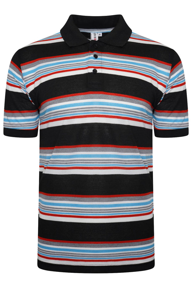 Mens Striped Polo Shirt Short Sleeve Pique T Shirt Premium Designer Summer Top