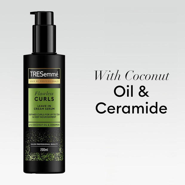 Tresemme Flawless Curls Leave-In Cream Hair Serum Hair Treatment with Coconut Oil & Ceramide for Deep Nourishment & up to 72-Hour Curl Definition 200 Ml