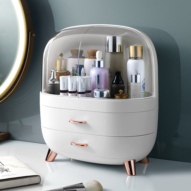 Xlarge Cosmetic Skincare Organiser Tabletop Make-Up Storage Case 2 Drawers Box