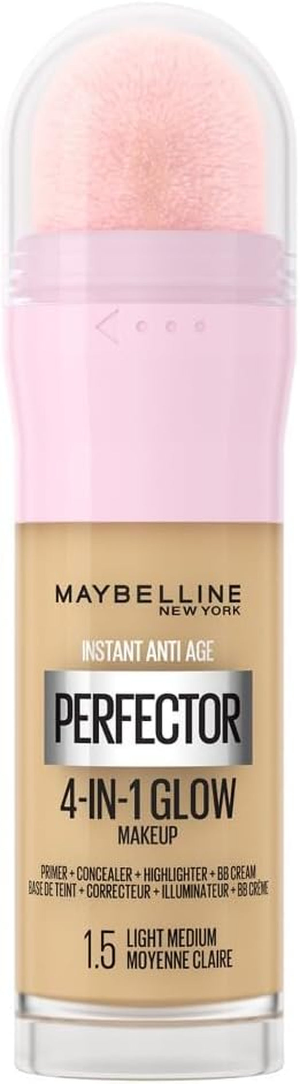 Maybelline New York Instant anti Age Rewind Perfector, 4-In-1 Glow Primer, Concealer, Highlighter, Self-Adjusting Shades, Evens Skin Tone with a Glow Finish, Shade:01 Light