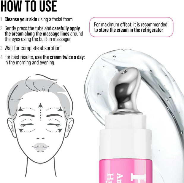 7Days Eye Cream with Hyaluronic Acid - Korean Skincare - Eye Cream for Dark Circles and Puffy Eyes - anti Aging Eye Bags Remover - anti Wrinkles Eye Gel with Cooling Massager