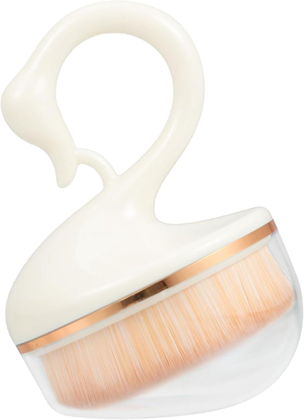 Housoutil Makeup Brush Creative Swan Handle Portable Flat Top Foundation Brush for Effortless Application of Liquid and Powder Cosmetics for Smooth Finishing