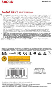 Sandisk Ultra 32GB SDHC Memory Card, up to 100Mb/S, Class 10, Black/Grey