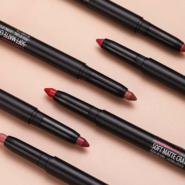 Enmart 6 Pcs Matte Lipstick Set, Lip Liner Crayon Pencil, Nude Longwear Waterproof Long Lasting Soft Pen, Red Brown Lipstic Female Christmas Cosmetic Makeup Lip Gloss Kit for Women