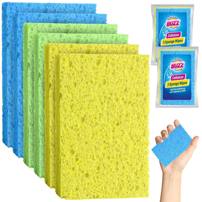 3-6Pk Cellulose Sponge Wipes | Highly Absorbent Cleaning Cloths Kitchen Surface