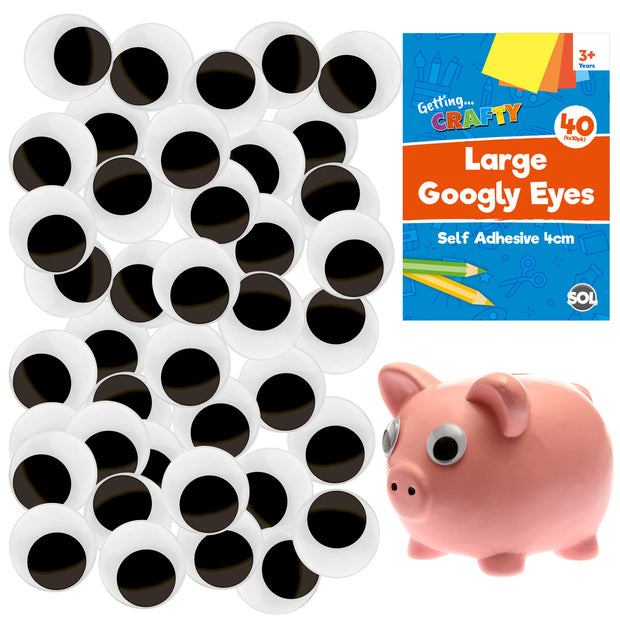 10-50 Large Self Adhesive Googly Eyes 40Mm Stick on Sticky Wobbly Wiggly Craft