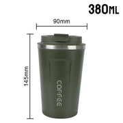 Thermo Cafe Coffee Mug Car Thermos Mug 380/510ML Leak_Proof Travel Thermo Cup for Tea Water Coffee Double Stainless Steel