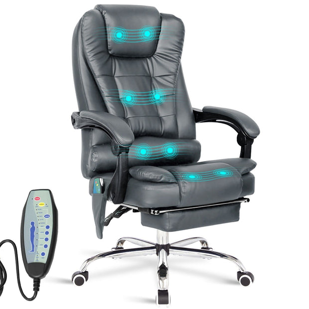Massage Office Chair Gaming Computer Desk Swivel Recliner Chair Leather Footrest