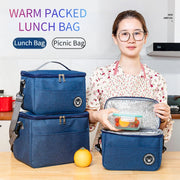 Portable Lunch Bag Food Thermal Box Durable Waterproof Office Cooler Lunchbox with Shoulder Strap Picnic Bag for Couples Unisex