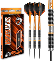 RED DRAGON Amberjack Tungsten Darts Set with Darts Flights & Dart Stems (Shafts) – Professional 90% Tungsten Premium Darts Set – Available in 22G, 23G, 24G, 25G, 26G, 27G, 28G, 30G