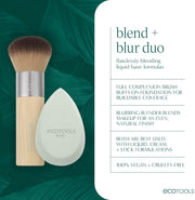 Blend + Blur Makeup Brush and Sponge Duo, Makeup Blending Sponge & Foundation Brush, for Liquid & Cream Products, Cloud Skin, Eco Friendly, Latex-Free, Cruelty Free, & Vegan, 2 Count