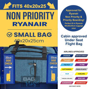 RYANAIR 40X20X25Cm EASYJET Underseat Cabin Approved Backpack Rucksack Travel Bag