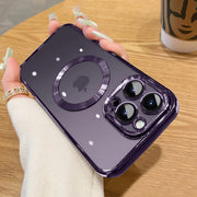 For Iphone 14 Pro Max 13 12 11 Clear Magsafe Plating Magnetic Slim Case Cover