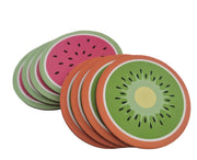4 X Melon Coasters Kitchen Drinks Cork Party Coaster Green or Red Summer Melons