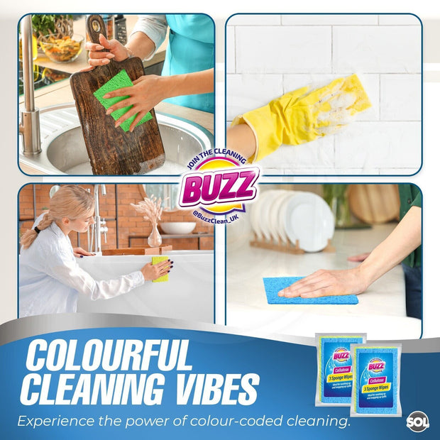 3-6Pk Cellulose Sponge Wipes | Highly Absorbent Cleaning Cloths Kitchen Surface