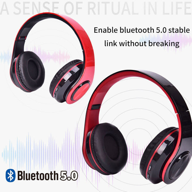 Wireless Bluetooth 5.1 Headphones Noise Cancelling Over-Ear Stereo Earphones UK