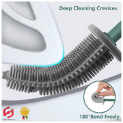 Toilet Brush & Toilet Brush Holdersilicone Soft TPR Cleaning Brush Full Set 2PK