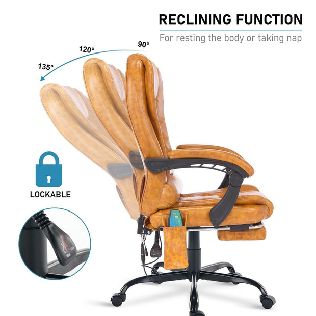 Massage Office Chair Gaming Computer Desk Swivel Recliner Chair Leather Footrest