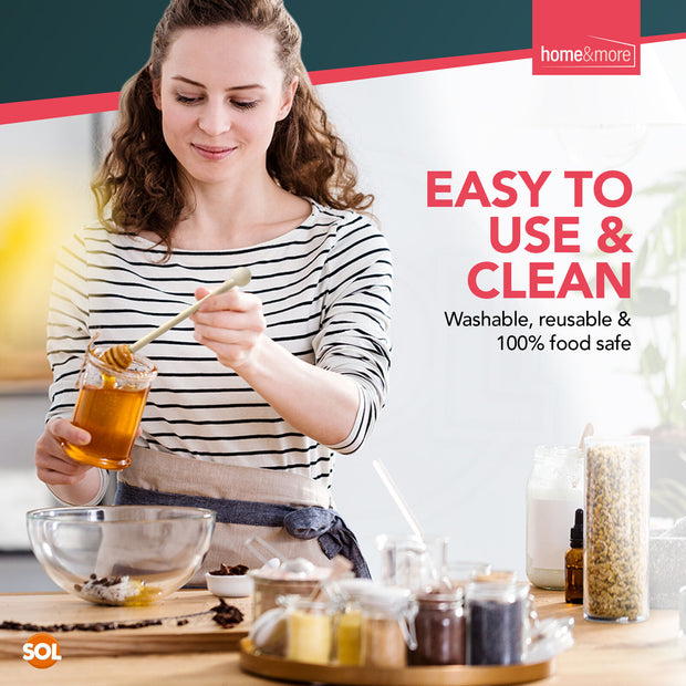 2Pk Wooden Honey Spoon 16Cm Syrup Pot Wood Dipper Drizzler Stick Server Kitchen