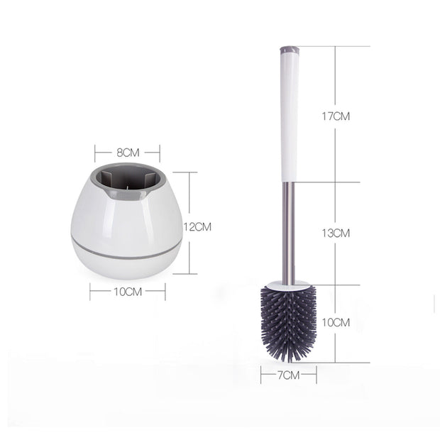 Soft Silicone Toilet Brush with Toilet Brush Holder Cleaning Tool Brush Set