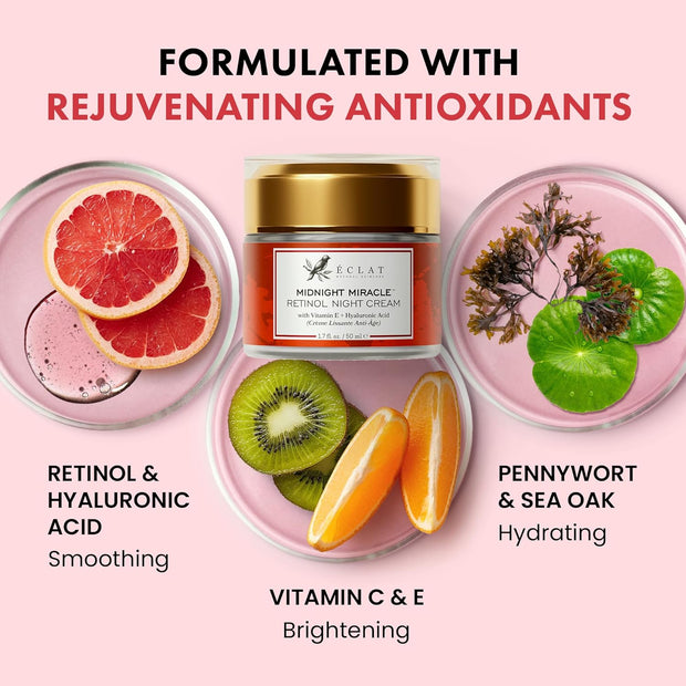 Retinol Night Cream - 2.5% Retinol with 2.5% Hyaluronic Acid - Retinol Face Moisturizer to Boosts Elasticity and Hydration, Firming anti Wrinkle Cream, anti Aging Face Cream, Skin Care Facial Cream