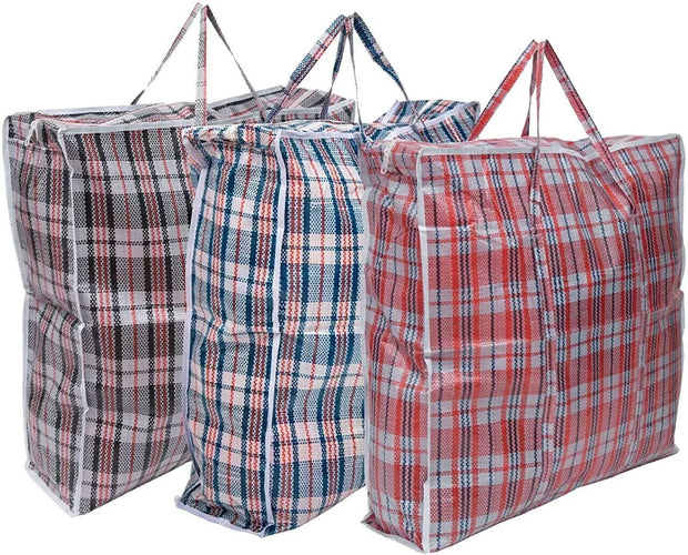5X JUMBO LAUNDRY BAGS Zipped Reusable Large Strong Shopping Storage Bag Moving