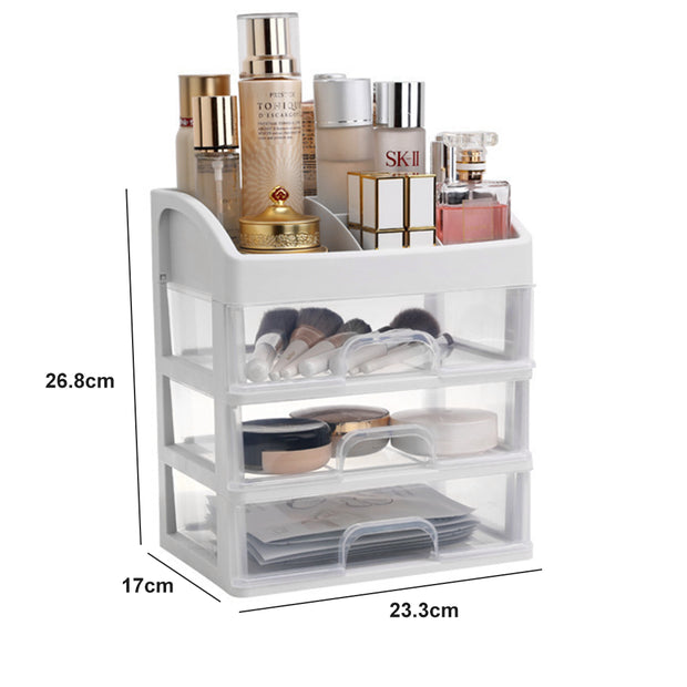 Xlarge Cosmetic Skincare Organiser Tabletop Make-Up Storage Case 2 Drawers Box