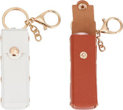 NICENEEDED 2 Pack Lipstick Organizer Keychain, Portable Leather Lipstick Case, Lip Gloss Bag Lip Balm Storage Holder for Women Traveling Lipstick Storage