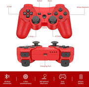 Supohero Game Controller Compatible for Play3, Play 3 Wireless Remote Game Controller with Dual Vibration,6-Axis Gyro and Charging Cable (Red)