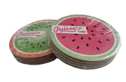 4 X Melon Coasters Kitchen Drinks Cork Party Coaster Green or Red Summer Melons