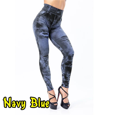 Women Imitation Jeans Stretch Leggings Fashion Sexy Slim Push up Lady Gym Leggings Causal Simple High Waist Streetwear Leggings