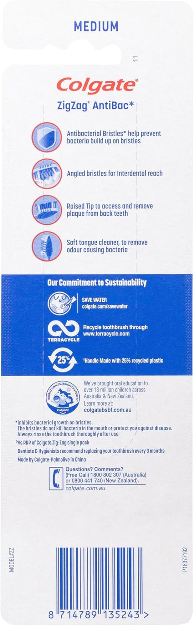 Colgate Zig Zag Medium Manual Toothbrush Pack of 3, Multi Angle Cross Bristles with Flexible Neck for Gum Comfort, 3 Count (Pack of 1)