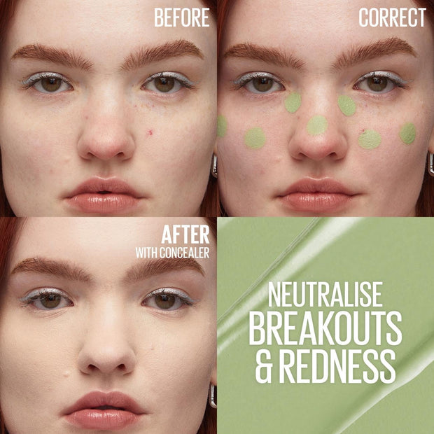 Maybelline New York Eraser Eye, Colour Correcting Concealer, Counteracts Redness, for a Natural Soft-Focus Finish, Dermatologist Tested & Suitable for Sensitive Skin, (151, Green)