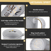 Fathers Day Birthday Gifts for Dad from Daughter Son - World'S Best Dad - Daddy Mug Printed with Gold, Funny Father'S Presents, 14Oz Grey Ceramic Gold Print Coffee Cup, Lid Spoon Card, Nice Gift Boxed