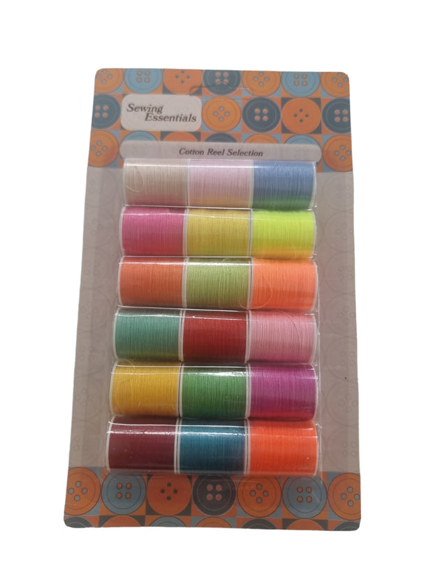 Cotton Sewing Thread 18 X 30M Reels Assorted Light Colours Set Sew Repair Poly