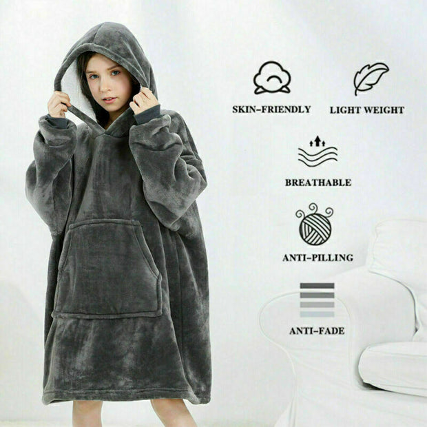 Hooded Snuggle Blanket Super Soft Oodie Winter Warm Wearable Hoodie Robe Comfort