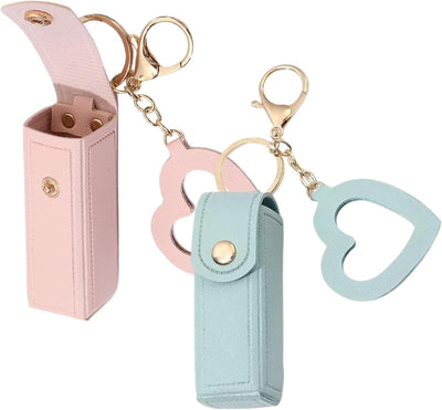 Lipstick Case 2PCS Lipstick Holder with Mirror Lip Balm Keyring Sleeves Small Lipstick Pouch Style2, Lipstick Holder
