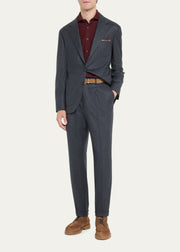 Men's Wool Flannel Suit | Patch Pocket Blazer & Trousers | Smart Casual