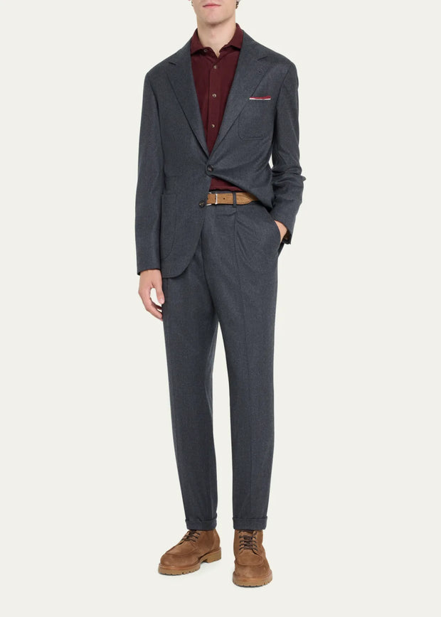 Men's Wool Flannel Suit | Patch Pocket Blazer & Trousers | Smart Casual