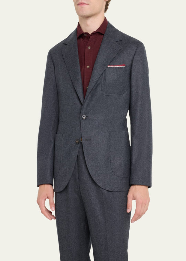 Men's Wool Flannel Suit | Patch Pocket Blazer & Trousers | Smart Casual