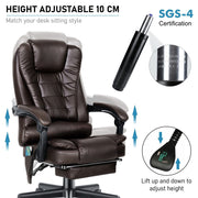 Massage Office Chair Gaming Computer Desk Swivel Recliner Chair Leather Footrest