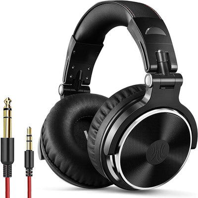 Oneodio over Ear Headphone Studio Wired Bass Headsets with 50Mm Driver, Foldable Lightweight Headphones with Shareport and Mic for DJ Recording Monitoring Mixing Podcast Guitar PC TV