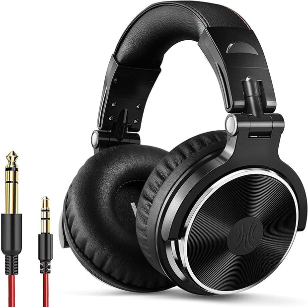 Oneodio over Ear Headphone Studio Wired Bass Headsets with 50Mm Driver, Foldable Lightweight Headphones with Shareport and Mic for DJ Recording Monitoring Mixing Podcast Guitar PC TV
